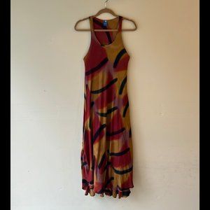 Afghan vintage multi color tie dye double layered maxi dress size small